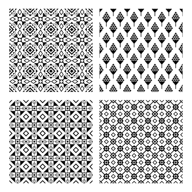 Tribal seamless black pattern set