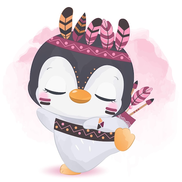 Tribal Series Cute Little Penguin