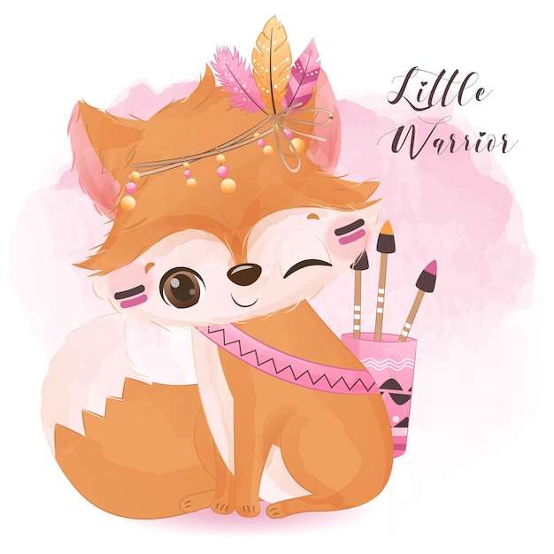 Tribal Series Little Fox Illustration