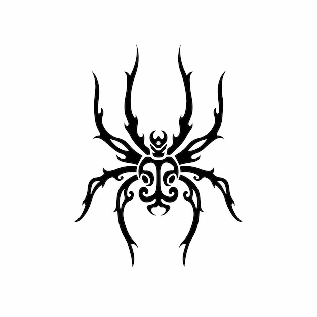 Tribal Spider Head Logo Tattoo Design Stencil Vector Illustration