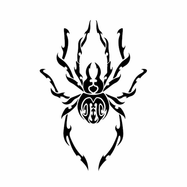 Tribal Spider Head Logo Tattoo Design Stencil Vector Illustration