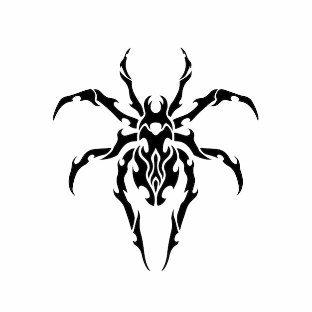 Tribal Spider Head Logo Tattoo Design Stencil Vector Illustration