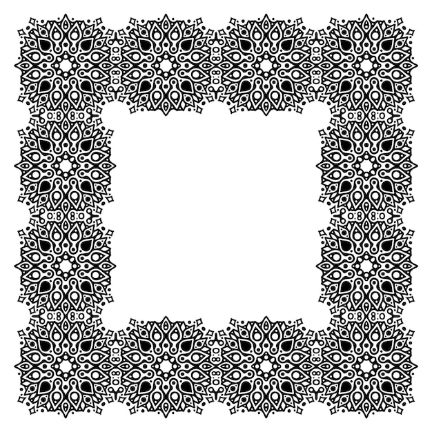 Tribal vector art with black oriental square frame