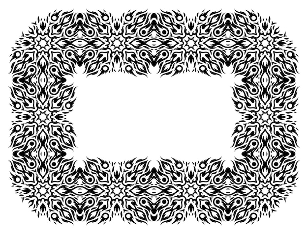 Tribal vector art with isolated black fire frame