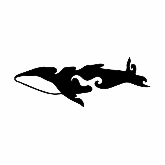 Tribal Whale Logo Tattoo Design Stencil Vector Illustration