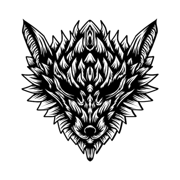 tribal wolf head esport logo design