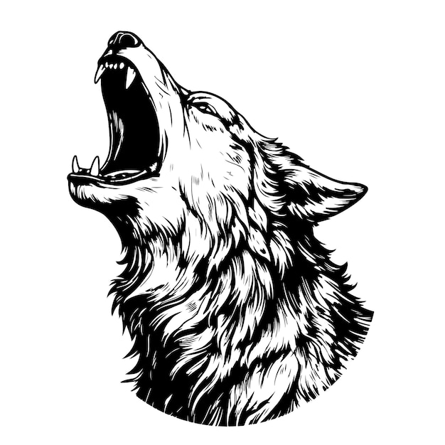 Vector tribal wolf head logo tattoo design animal stencil vector