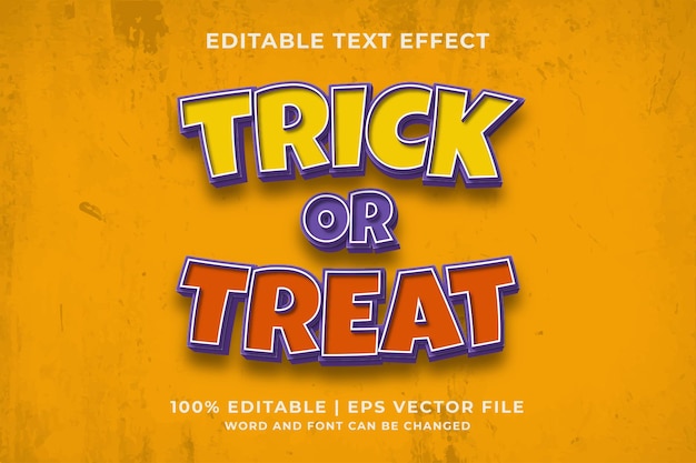 Trick Or Treat editable text effect 3d template style Premium Vector