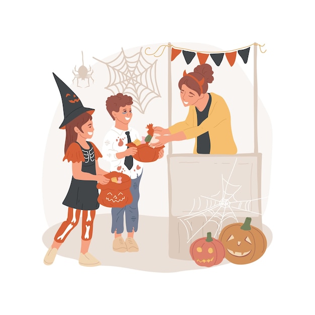 Vector trick or treating isolated cartoon vector illustration