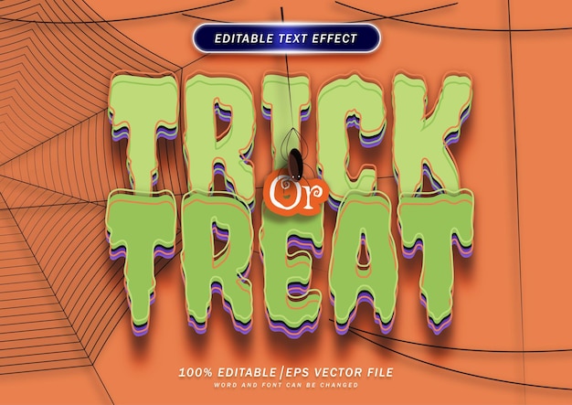 Trick or treeat cartoon text style effect editable effect 3d halloween