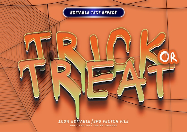 Trick or treeat cartoon text style effect editable effect 3d halloween