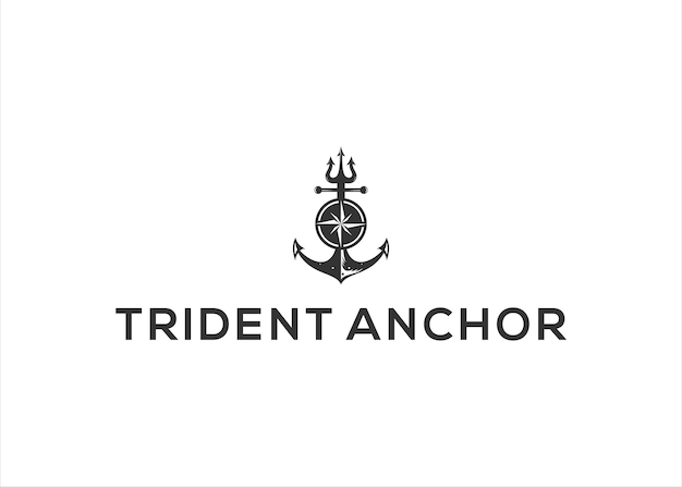 trident anchor logo icon vector design illustration template