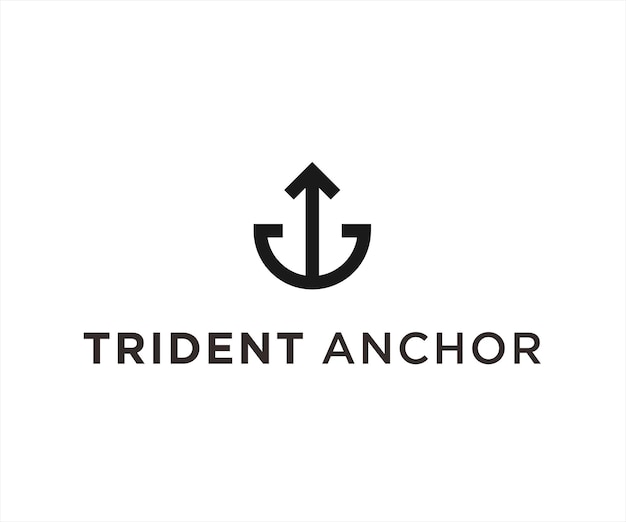 trident anchor logo icon vector design