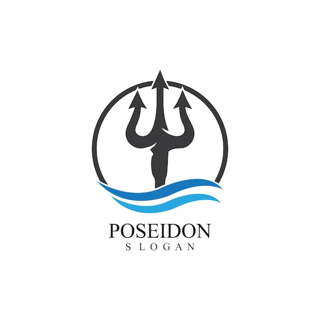 Trident design vector and poseidon icon illustration template