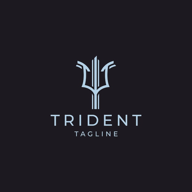 Trident line art logo icon design template