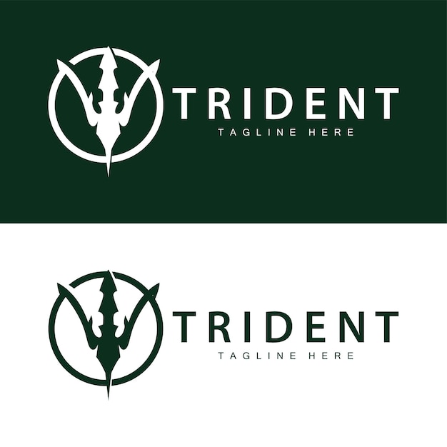 Trident logo design spear weapon vector sea king poseidon neptune symbol template