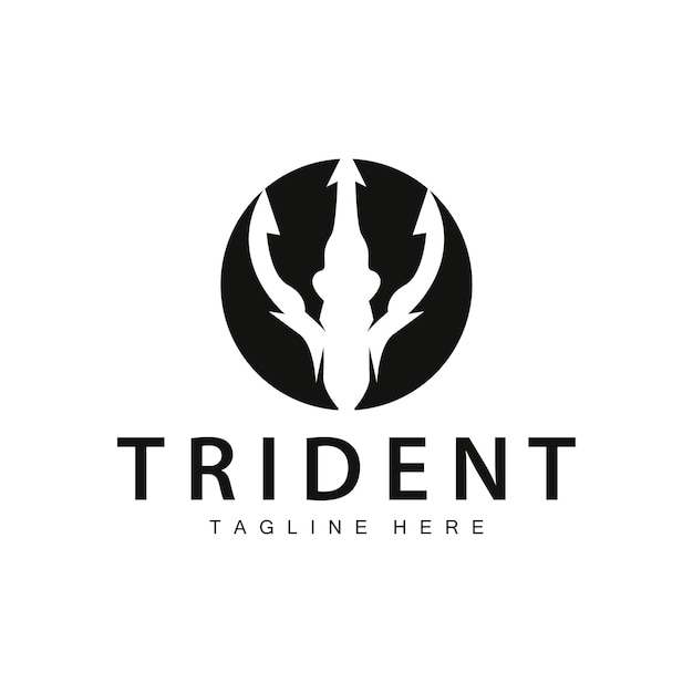 Trident logo design spear weapon vector sea king poseidon neptune symbol template