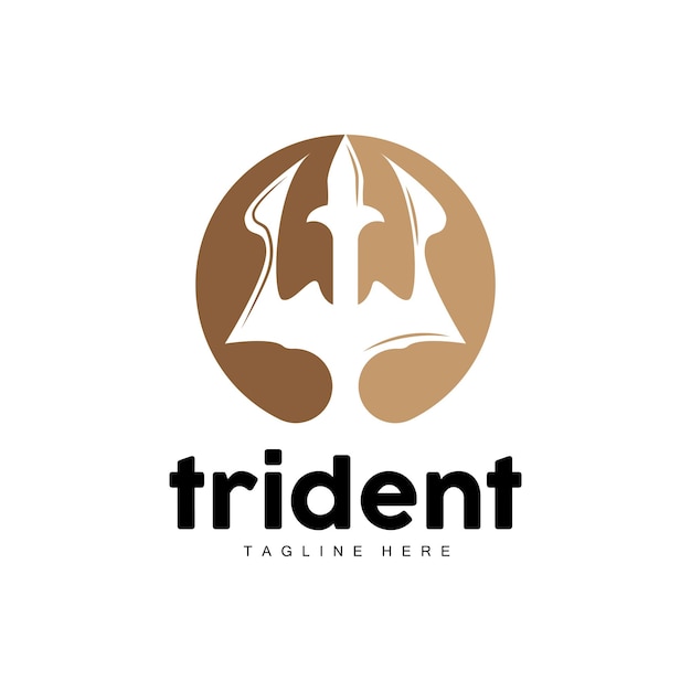 Trident Logo Elegant Simple Minimalist Design Zeus God Weapon Vector Templete Illustration Symbol Icon