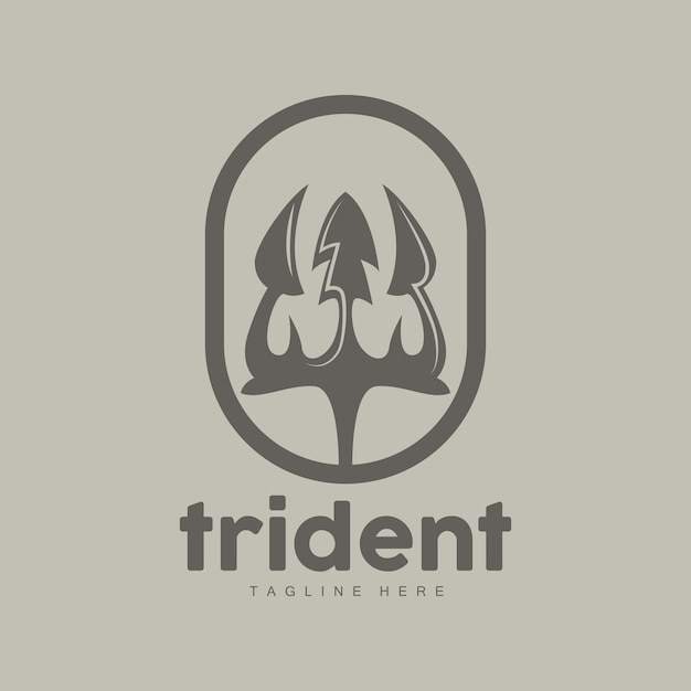 Trident Logo Elegant Simple Minimalist Design Zeus God Weapon Vector Templete Illustration Symbol Icon