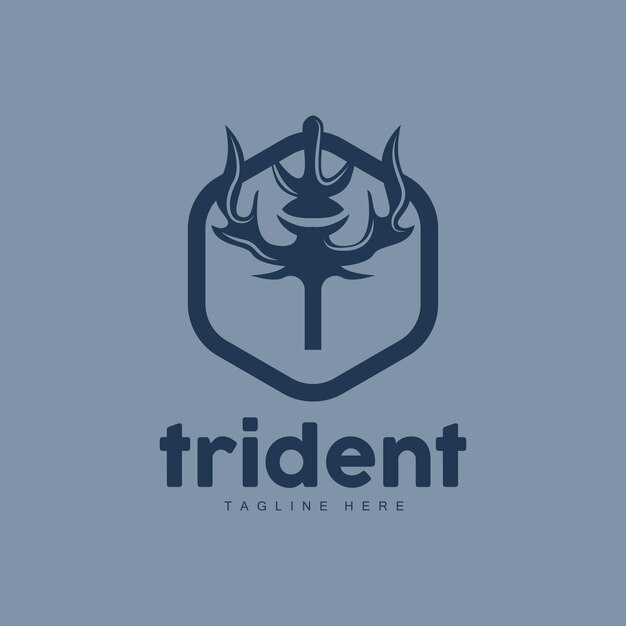 Trident Logo Elegant Simple Minimalist Design Zeus God Weapon Vector Templete Illustration Symbol Icon