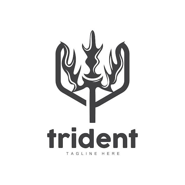 Trident Logo Elegant Simple Minimalist Design Zeus God Weapon Vector Templete Illustration Symbol Icon