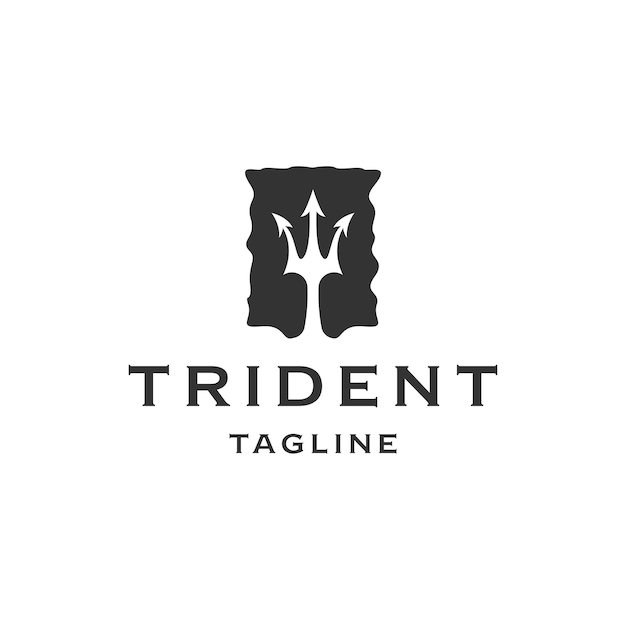 Trident logo icon design template flat vector