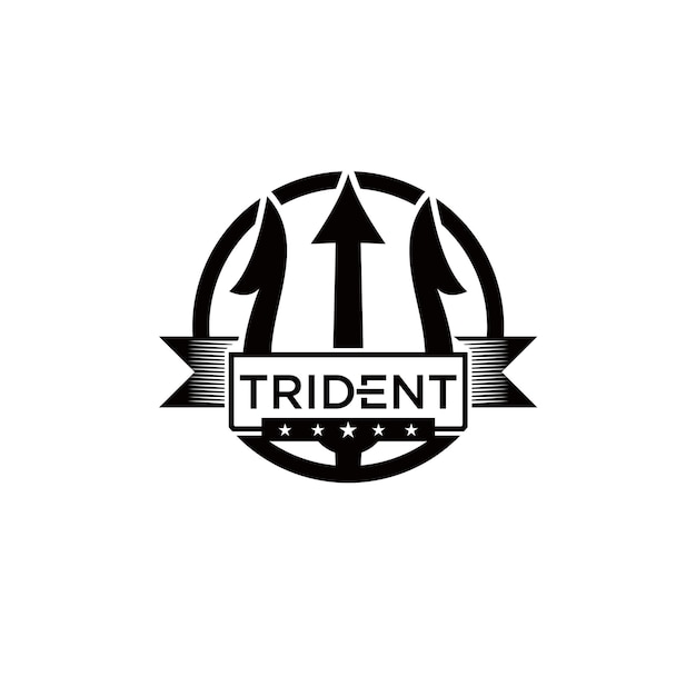 Trident Logo Retro Badge Design