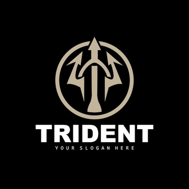 Trident Logo Vector Magic Spear of Poseidon Neptune Triton King Design Template Icon Brand Illustration