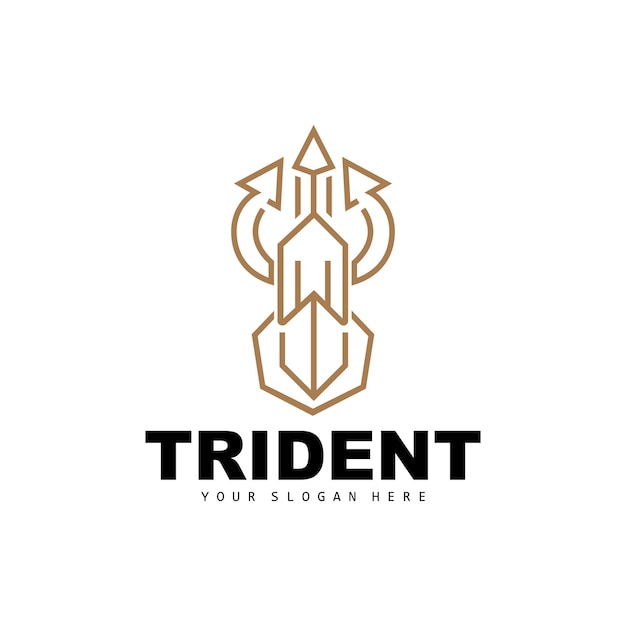 Trident Logo Vector Magic Spear of Poseidon Neptune Triton King Design Template Icon Brand Illustration