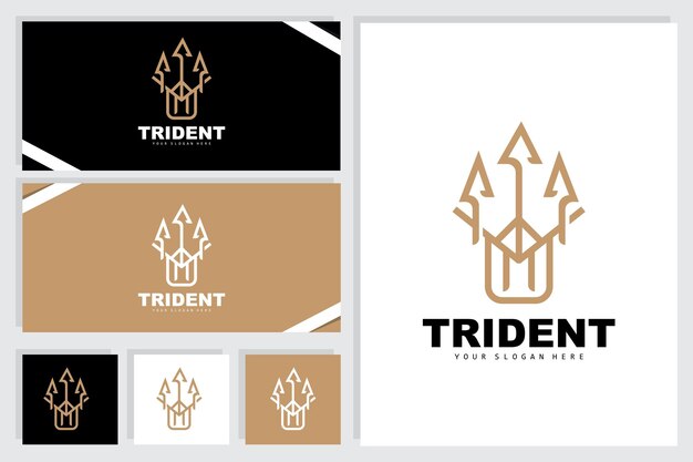 Trident Logo Vector Magic Spear of Poseidon Neptune Triton King Design Template Icon Brand Illustration