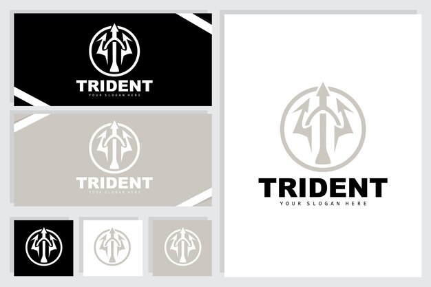 Trident Logo Vector Magic Spear of Poseidon Neptune Triton King Design Template Icon Brand Illustration