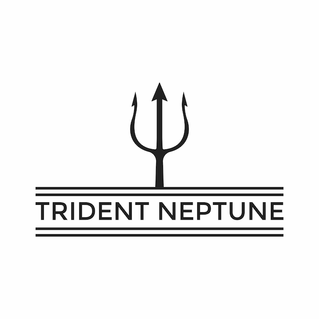 Trident neptune Vintage Retro logo design