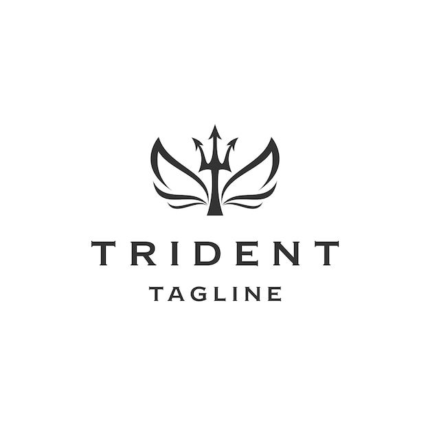 Trident wing angel logo icon design template flat vector