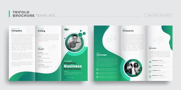 Vector trifold brochure template design or modern corporate trifold brochure layout leaflet design