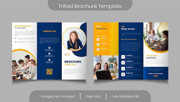 Trifold brochure template modern business design