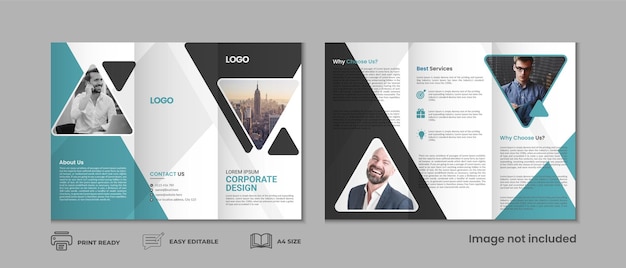 Trifold brochure template three fold cover page three fold brochure background design with mockup