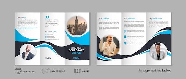 Trifold brochure template three fold cover page three fold brochure background design with mockup