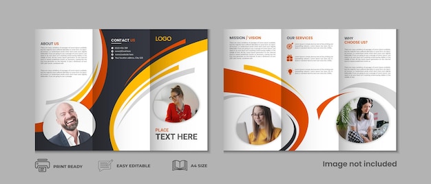 Trifold brochure template three fold cover page three fold brochure background design with mockup