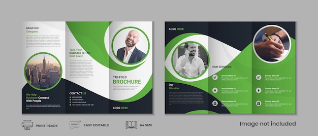 Trifold brochure template three fold cover page three fold brochure background design