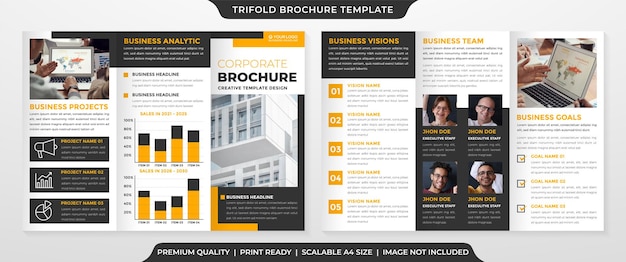 trifold brochure template with minimalist style use for business portfolio