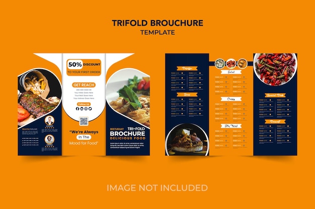 Vector trifold food menu card food menu recipe card