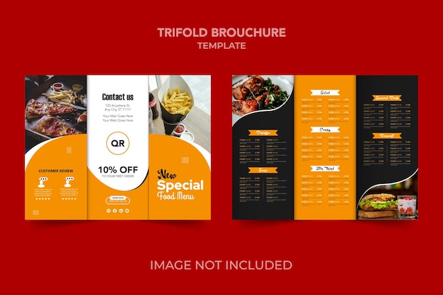 Trifold food menu card food menu recipe card