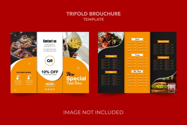 Vector trifold food menu card food menu recipe card