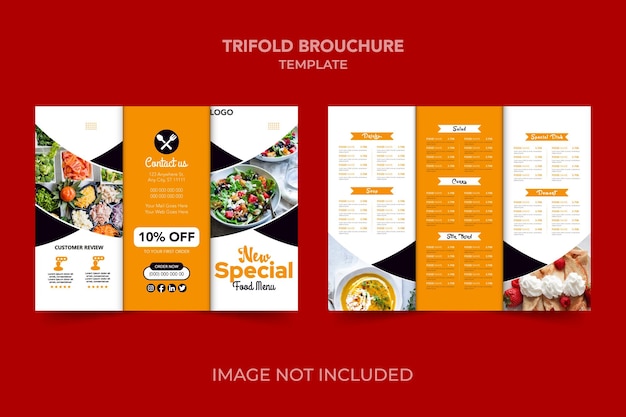 Vector trifold food menu card food menu recipe card