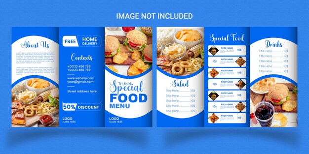 Vector trifold food menu luxury template design