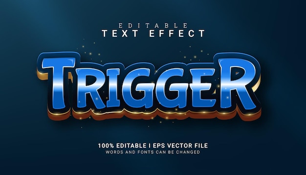 Trigger editable text effect vector illustration