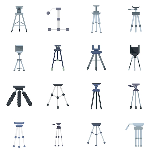 Tripod icons set flat style