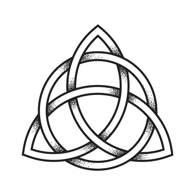 Vector triquetra or trinity knot hand drawn dot work ancient pagan symbol of eternity and trinity isolated vector illustration black work flash tattoo or print design