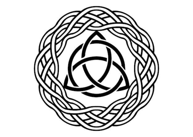 Vector triquetra, trinity knot, wiccan symbol for protection. black celtic trinity knot set isolated