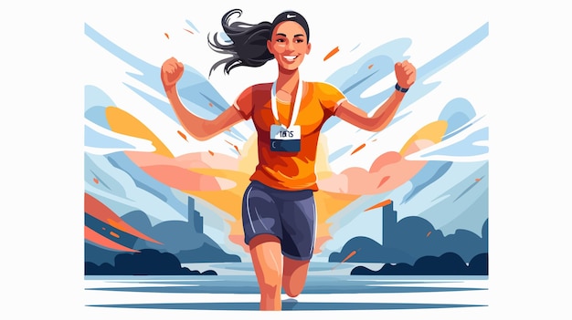 Triumphant Female Runner Winning Race Active Lifestyle Concept